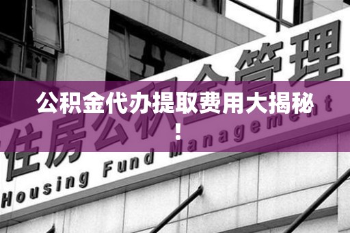 鲤城公积金代办提取费用大揭秘！